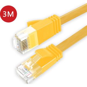 BukkitBow - Cat6 - U/UTP Kabel – Netwerkkabel – Extra Plat – 3 Meter – Geel