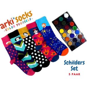 Arki Uniseks Sokken | Kleur Jezelf | Schilders | 5 Paar | 37-43