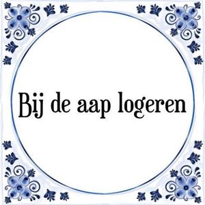 Tegeltje met Spreuk (Tegeltjeswijsheid): Bij de aap logeren + Kado verpakking & Plakhanger