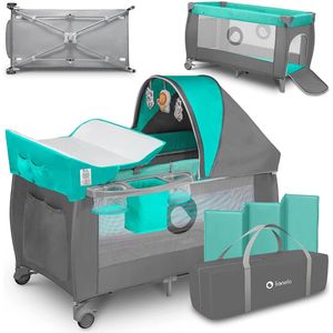 LifeStages® Plus 2-in-1 reisbed baby loopstal baby vanaf geboorte tot 15 kg, klamboe net, draagtas, inklapbaar