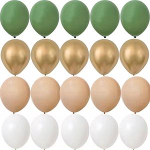 20-delige ballonnen set groen, goud, beige en ivoor - ballon - verjaardag - decoratie - babyshower - genderreveal - huwelijk - versieren