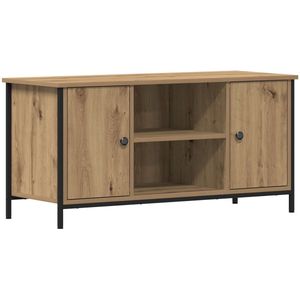 vidaXL - TV-kast - Artisan - Eiken - 100x40x50 - cm - Bewerkt - Hout - en - Staal