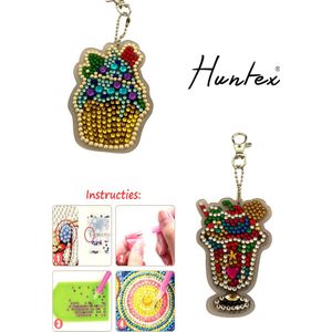 Huntex Diamond Painting Sleutelhanger Set - Sorbet/Cupcake - Accessoires - pen - Kinderen - Pakket Volwassenen - Pakket Full - Pakket Volledig - Accesoires