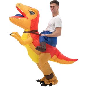 Halloween Kostuum - Halloween Outfit - Volwassenen - T-Rex - Dino - Opblaasbaar - Costume - Geel - Carnaval - Carnavalskleding - Dames & Heren