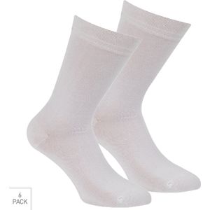 Bamboe Sokken 6-Pack - Wit - Maat 39-42 - Dunne Bamboe Sokken Voor Frisse Droge Voeten - Dames / Heren