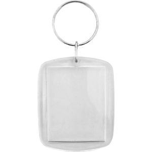 CombiCraft Plexiglas sleutelhanger blanco rechthoek groot 41x52mm - 50 stuks