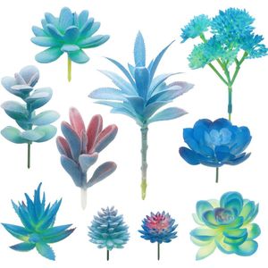 10 stuks kunstvetplanten blauw ongestippelde faux bloemen vetplanten vetplanten kunstmatig gemengd voor thuis indoor sprookjestuin decoraties