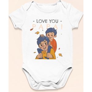 Vaderdag Cadeau - Romper Love You Papa - Maat 92 - Kleur Wit - 100% Katoen