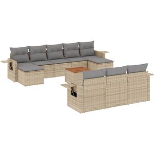 vidaXL Loungeset 11-delig - Met kussens - Poly Rattan