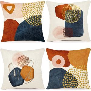 Pillowcase 40 x 40 cm, set of 4 decorative pillows, linen pillowcases, cushion covers for sofa, bedroom, couch, outdoor, cushion, 40 x 40 cm, A080