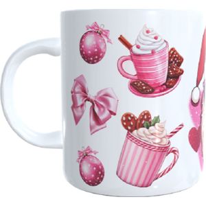 Bedrukte koffie beker kerst - christmas - pink - kerstman - roze -