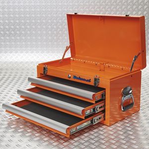 Datona® Gereedschapskist met drie lades - oranje - Oranje
