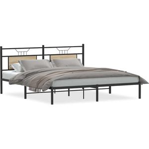 vidaXL - Bedframe - zonder - matras - 183x213cm - spaanplaat - sonoma - eikenkleurig