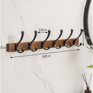 VIGH Essentials - moderne wandkapstok met echt walnoothout - 12 hangers - design wandkapstok walnoothout