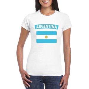 T-shirt met Argentijnse vlag wit dames L