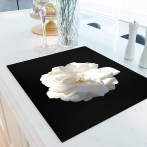 Inductiebeschermer witte bloesem bloem | 91.6 x 52.7 cm | Keukendecoratie | Bescherm mat | Inductie afdekplaat