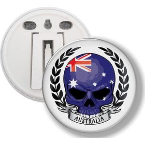 Button Met Clip - Schedel Vlag Australië