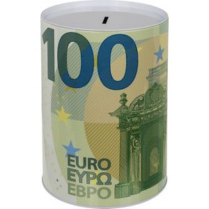 Out of the Blue Spaarpot 100 Euro bankbiljet - metaal - 22 x 15 cm - Kind/volwassenen - XXL-size