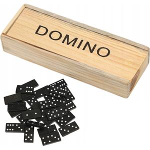 Dominospel in houten kist