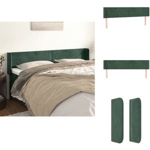 vidaXL Hoofdbord - Hoofdborden - Hoofdeinde - Houten Hoofdbord - Hoofdbord met randen 183x16x78/88 cm fluweel donkergroen
