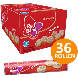 Red Band Stophoest snoep keelpastilles met zoethout en mentholsmaak - showdoos met 36 rollen à 40 g keeltabletten