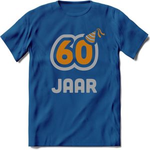 60 Jaar Feest T-Shirt | Goud - Zilver | Grappig Verjaardag Cadeau Shirt | Dames - Heren - Unisex | Tshirt Kleding Kado | - Donker Blauw - S
