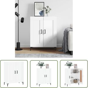 The Living Store Dressoir 69,5x34x90 cm bewerkt hout hoogglans wit - Dressoir - Commode - Vintage - Klassiek - Houten Dressoir