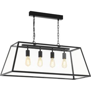 EGLO Amesbury Hanglamp - 4 Lichts - Zwart - Transparant - E27