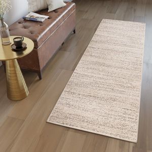 Tapiso Sari Tapijt Loper Beige Modern Woonkamer Hal Slaapkamer Maat- 80x1500