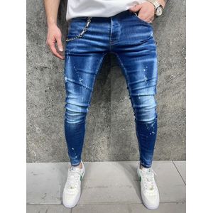 Mannen Stretchy Ripped Skinny Jeans Vernietigd Hole Slim Fit Denim Hoge Kwaliteit Jeans - W31