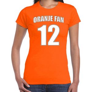 Oranje fan nummer 12 oranje t-shirt Holland / Nederland supporter EK/ WK voor dames M