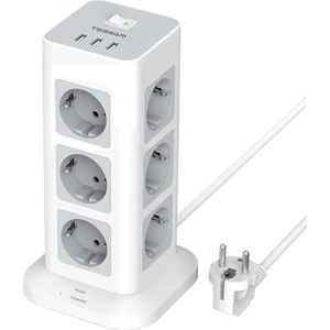 Stopcontact Splitter - Toren Power Strip - 12 Way Outlets - Stopcontacten Met Usb - Surge Circuit Bescherming - 2 Meter Extension koord - EU Plug