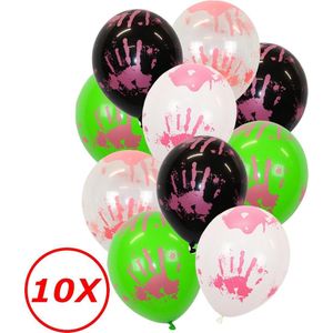 Halloween Versiering Decoratie Helium Ballonnen Feest Versiering Halloween Accessoires Roze Bloed handafdruk – 10 Stuks