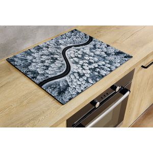 Inductiebeschermer - Winter Road - 81.2x52 cm - Inductiebeschermer - Inductie Afdekplaat Kookplaat - Inductie Mat - Anti-Slip - Keuken Decoratie - Keuken Accessoires