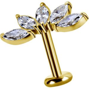 18 Karaat Gouden Oor Piercing  -  Swarovski Zirkonia