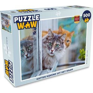 Puzzel Kat - Raam - Katten - Legpuzzel - Puzzel 500 stukjes