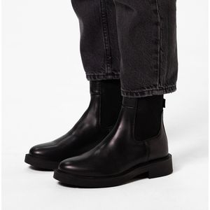 Manfield - Dames - Zwarte leren chelsea boots - Maat 36