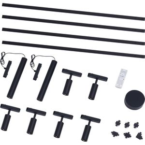 QAZQA magnetic samson cassie - Moderne LED Spot railsysteem verlichting, railverlichting - 8 lichts - L 400 cm - Zwart - Woonkamer | Slaapkamer | Keuken