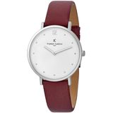 Pierre Cardin Belleville Simplicity CBV.1015 Horloge - Leer - Rood - Ø 39 mm