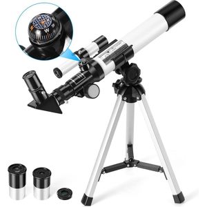 Astronomische telescoop voor kinderen, telescoop met zoeker, kompas en driepoot-refractor-telescoop voor kinderen en beginners