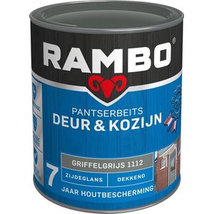 Rambo Pantserbeits Deur & Kozijn Zijdeglans Dekkend - Super Vochtregulerend - Griffelgrijs - 0.75L