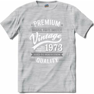 Vintage Legend Sinds 1973 - verjaardag en feest cadeau - Kado tip - T-Shirt - Unisex - Donker Grijs - Gemêleerd - Maat XXL
