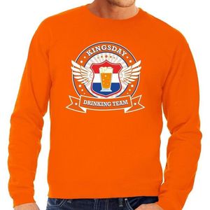 Oranje Kingsday drinking team sweater / sweater oranje heren -  Koningsdag kleding L