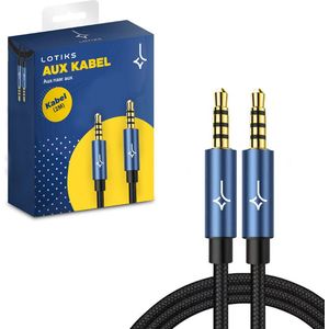Lotiks AUX Kabel 3.5mm - Audio Kabel - Audiokabel - Nylon Gevlochten - Male to Male - Jack naar Jack - 2 Meter - Blauw