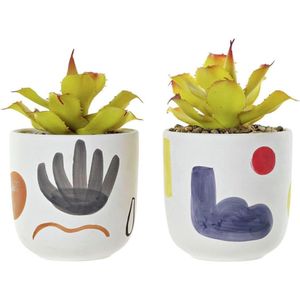 Decoratieve plant PVC Dolomiet - Wit - 2 stuks - Groot formaat 105 x 105 x 195 cm