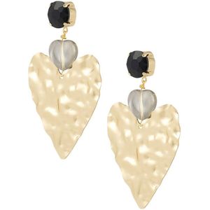 Oorbellen Statement Big Love - Hart - Crystal - Zwart/Goud