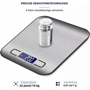 Digitale keukenweegschaal - Kleine elektronische weegschaal - Hoge precisie keukenweegschaal - Roestvrij staal Digitale Schaal - LCD elektronische gramweegschaal