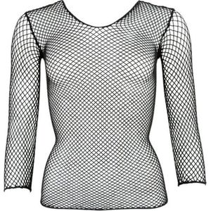 Mandy Mystery Lingerie – Visnet Shirt Transparant voor Pikant Uiterlijk – One Size – Zwart