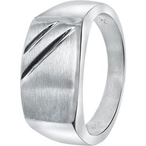 Lucardi Heren Zegelring - Ring - Cadeau - Vaderdag - Echt Zilver - Zilverkleurig