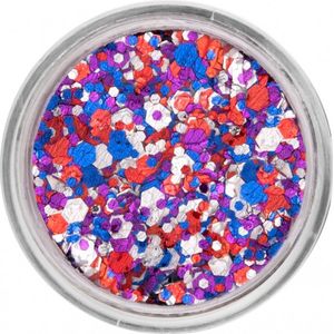 PartyXplosion - Professional Colours - Schmink - Pressed Chunky Glitter CREAM - Shiny Christals - Koningsdag - Rood - Wit - Blauw